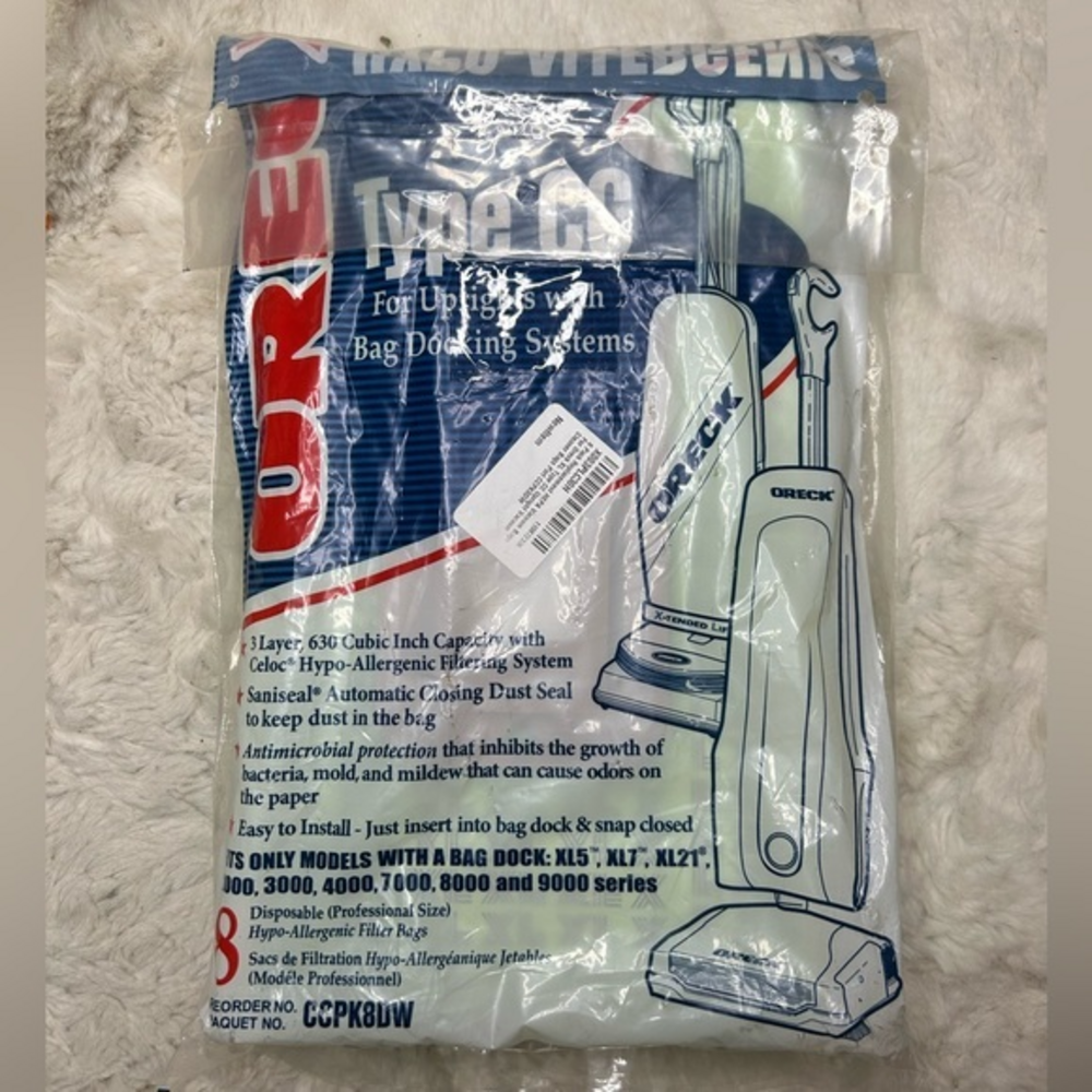 Oreck Vacuum‎ Bags CCPK8DW Type CC For Uprights With Bag Docking Systems